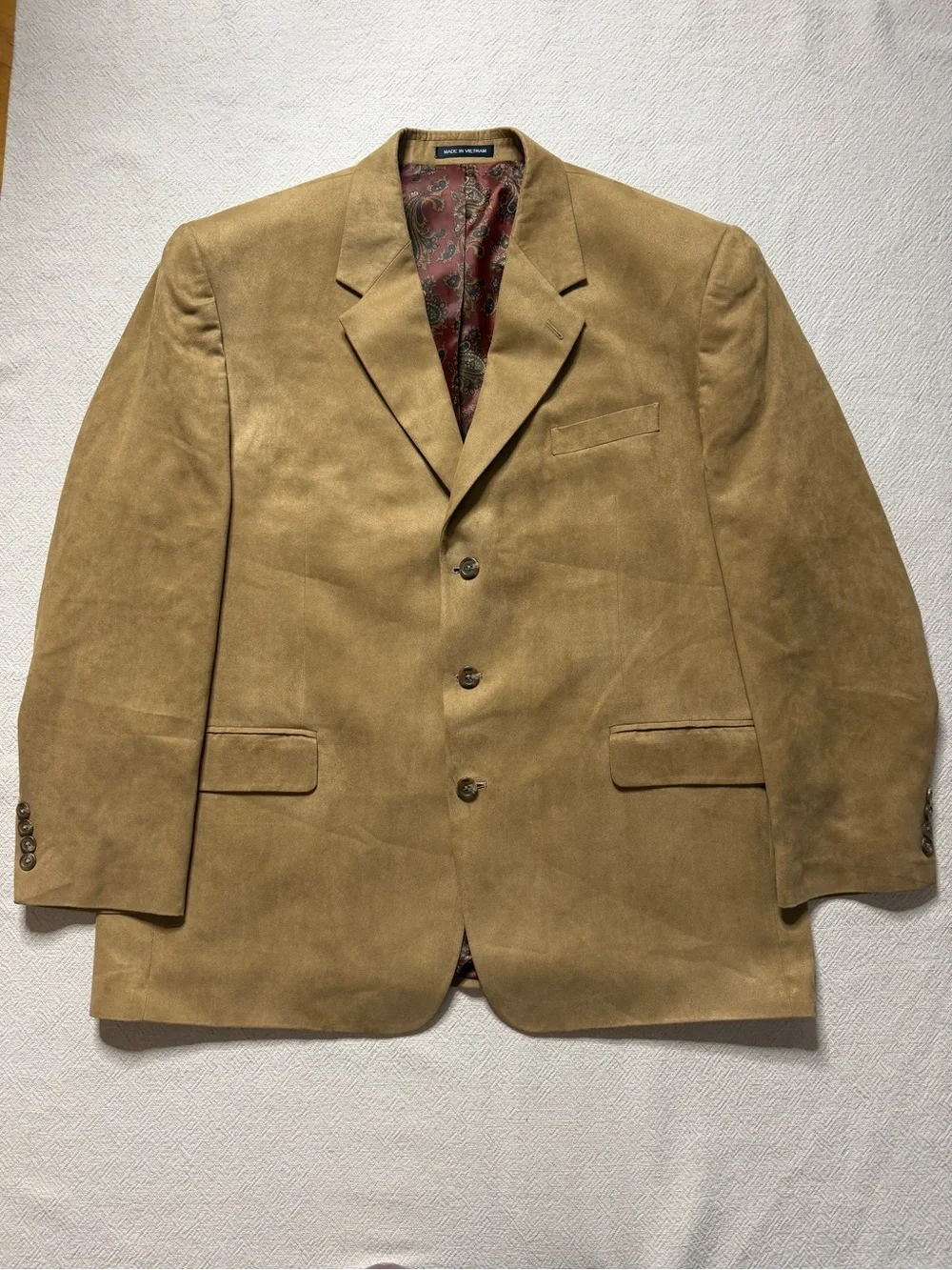 CHAPS Ralph Lauren Faux Suede Khaki Sports Coat 46R Blazer Jacket Fall Western